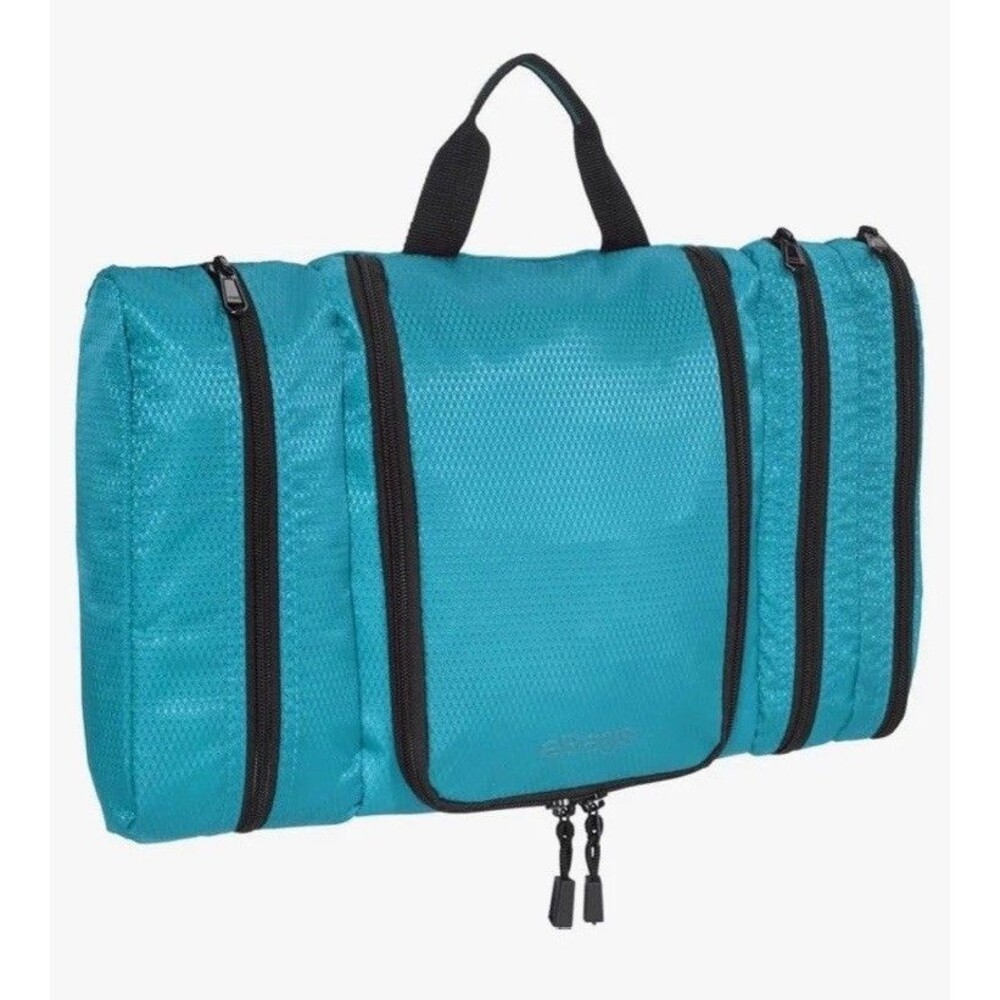 eBags Pack-it-Flat Toiletry Cosmetic Bag Kit Hanging Travel Aqua - NWOT